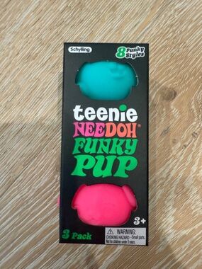 Teenie Needoh Funky Pup 3-Pack - Teal & Hot Pink & Orange